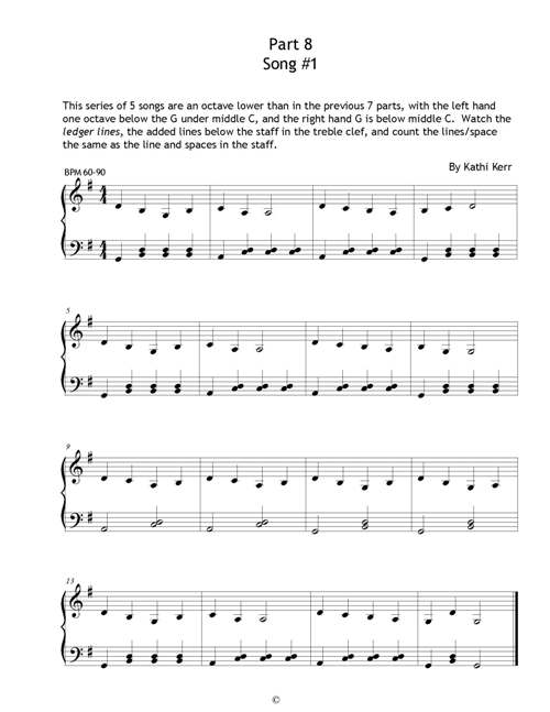 Piano sheet music G Position